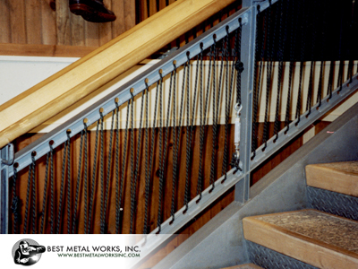 An unique railing and stairs created for L.L. Bean in Freeport, ME.